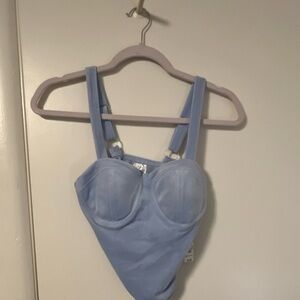 No Boundaries Women's Light Blue Bustier Corset Regular Solid Pattern Size S